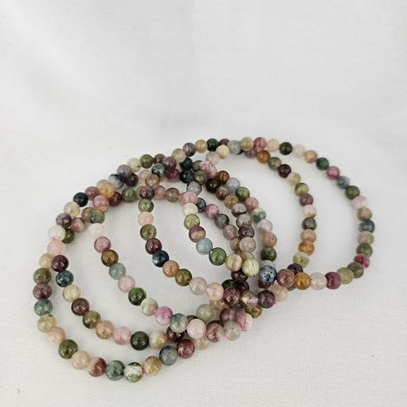High quality natural watermelon tourmaline 6 mm bead bracelet - Picture 4 of 6